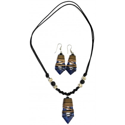 Blue Hollow Abstract Jewellery Set